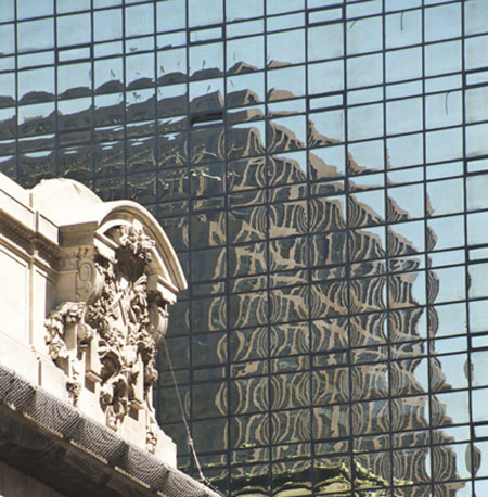 Reflections in office facades, New York, USA
